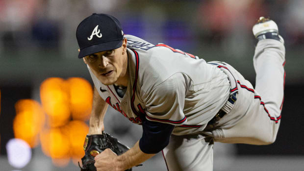 Sep 22, 2022; Philadelphia, Pennsylvania, USA; Atlanta Braves starting pitcher Max Fried (54) throws a pitch during the second inning against the Philadelphia Phillies at Citizens Bank Park.